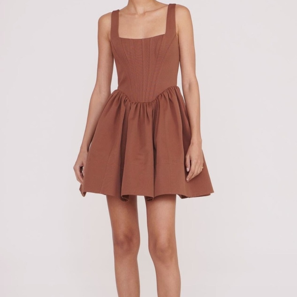 Staud Brown Mini Dress